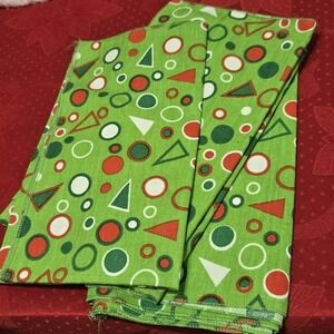 Holiday‎ Geometric Circles Triangles Napkins Fabric Set of 4 (544) NEW